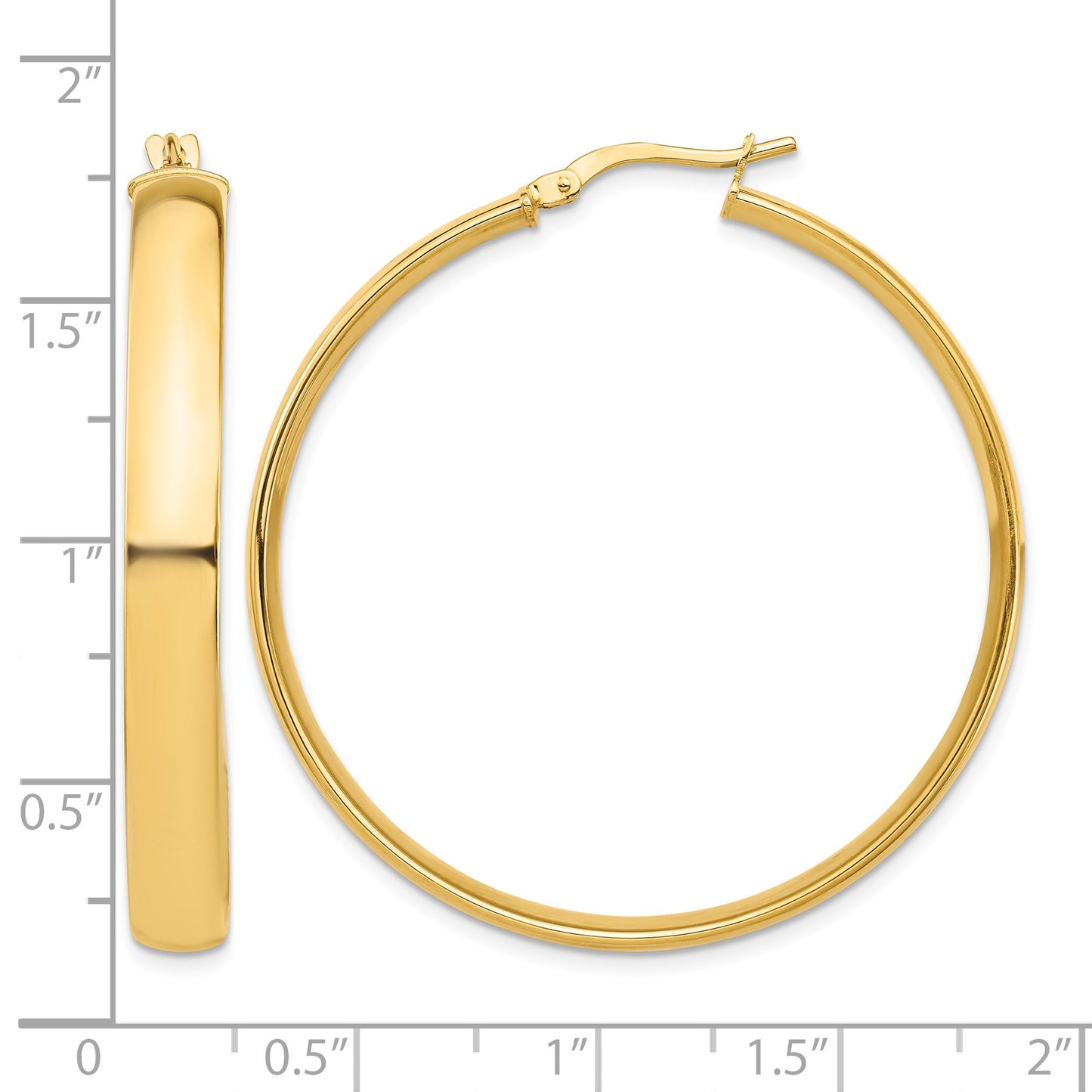 14k 5x44mm High Polished Tube Hoop Earrings