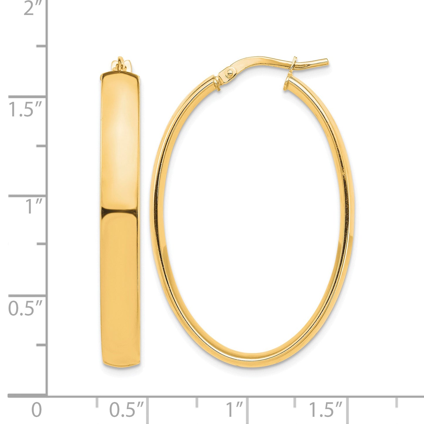 14k 5x40mm High Polished Oval Tube Hoop Earrings