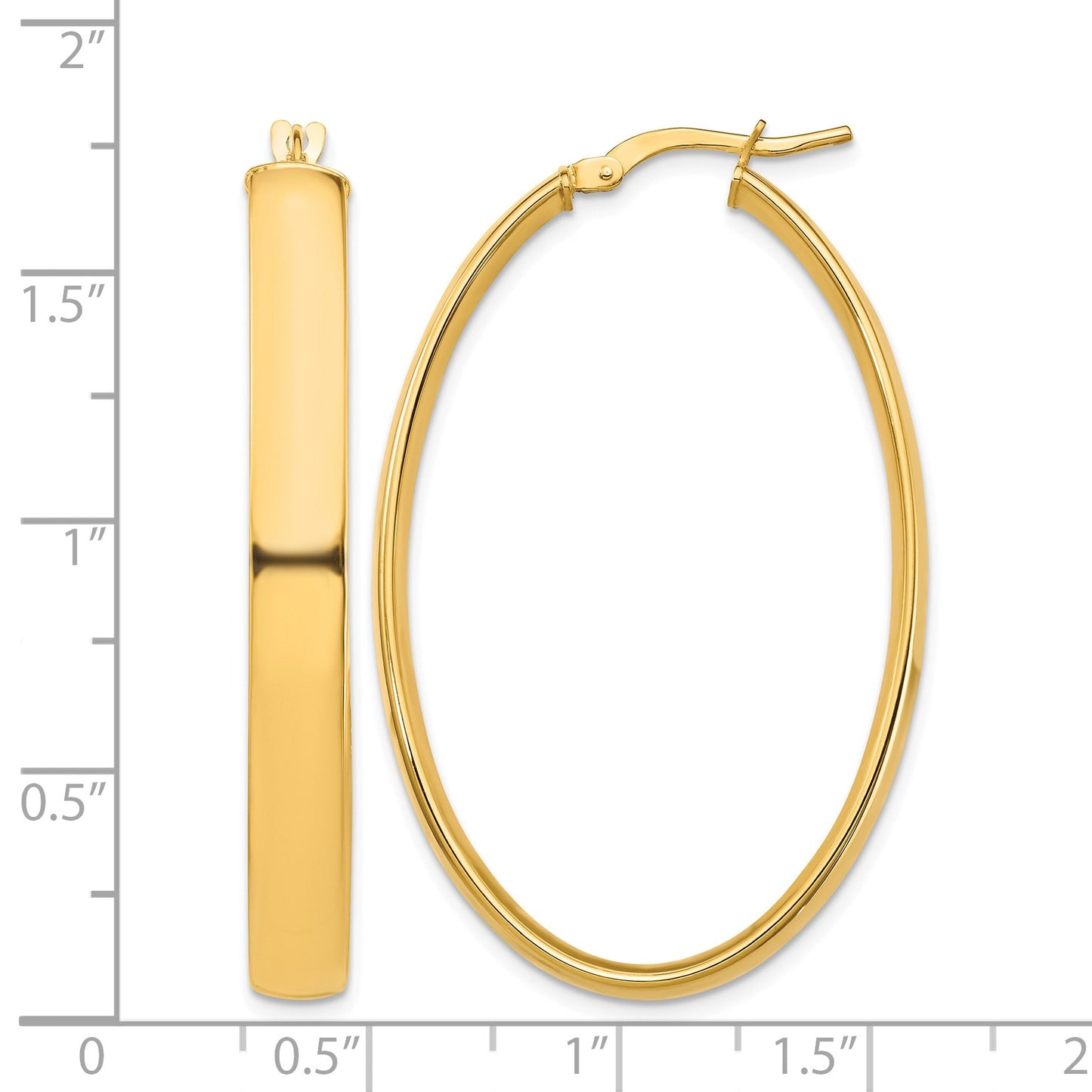 14k 5x44mm High Polished Oval Tube Hoop Earrings