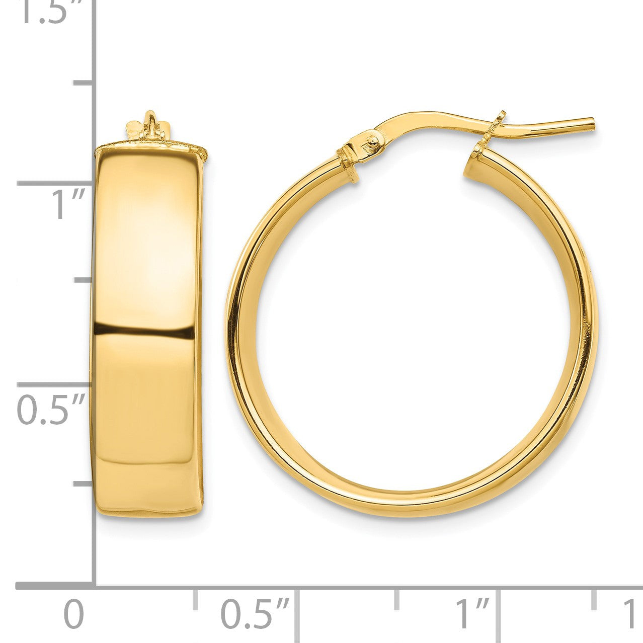 14k 7x24mm High Polished Tube Hoop Earrings