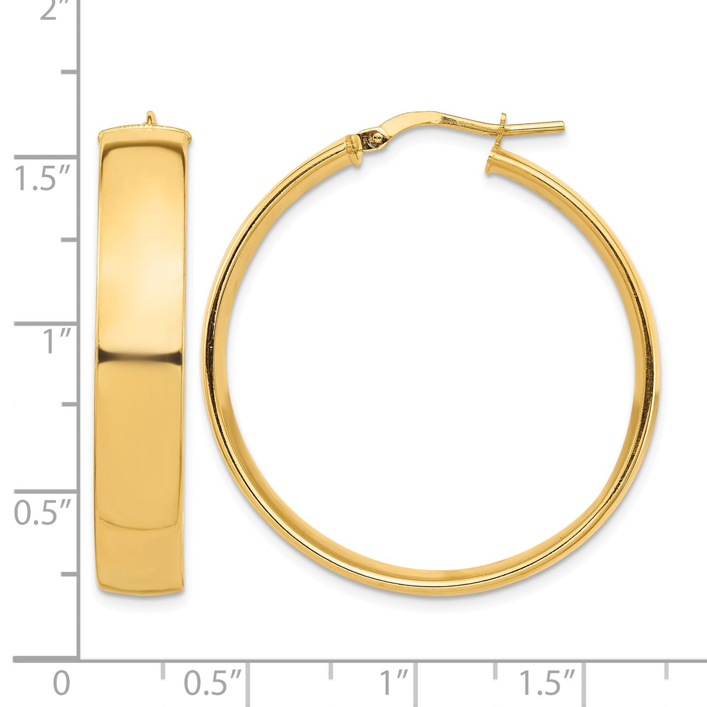 14k 7x35mm High Polished Tube Hoop Earrings