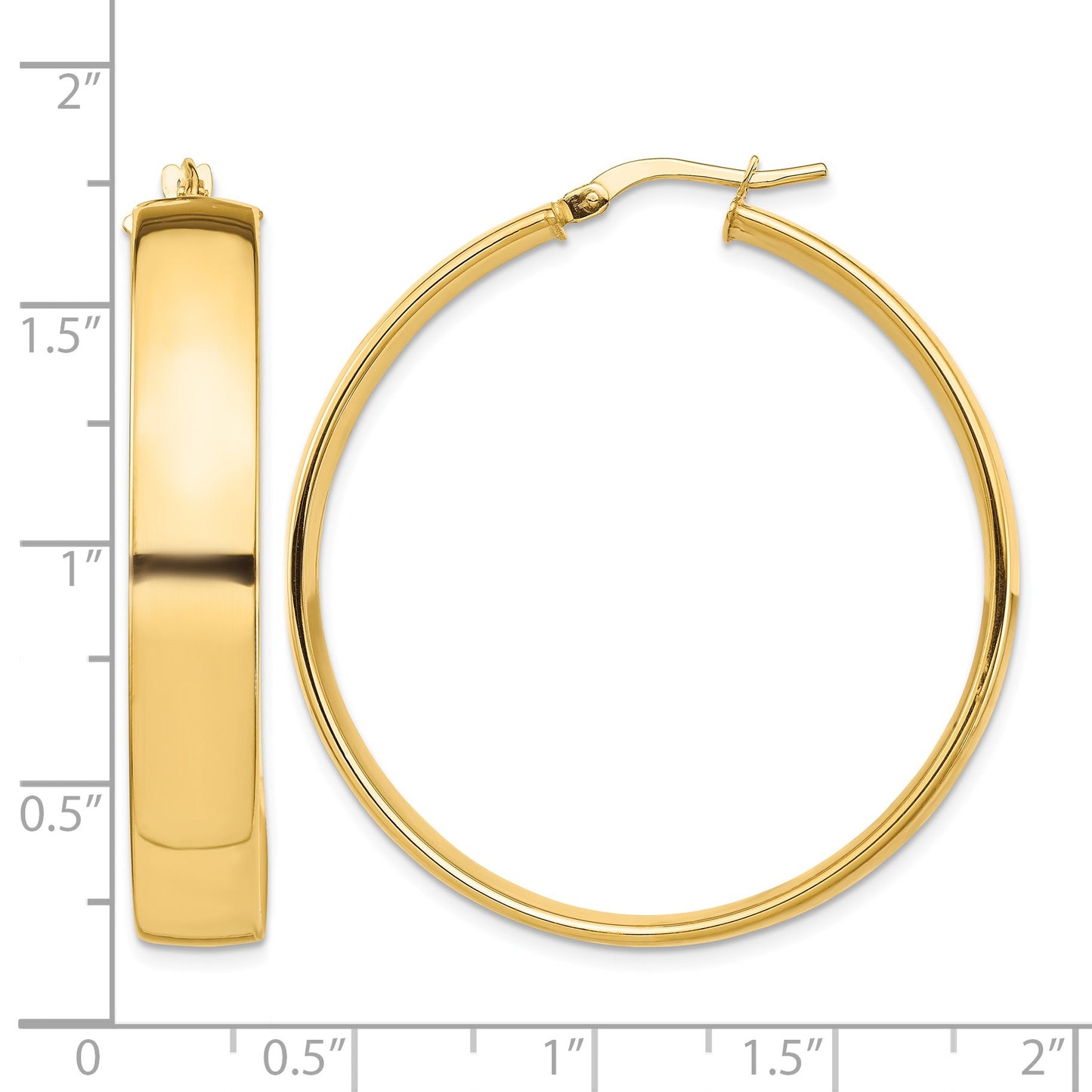 14k 7x40mm High Polished Tube Hoop Earrings