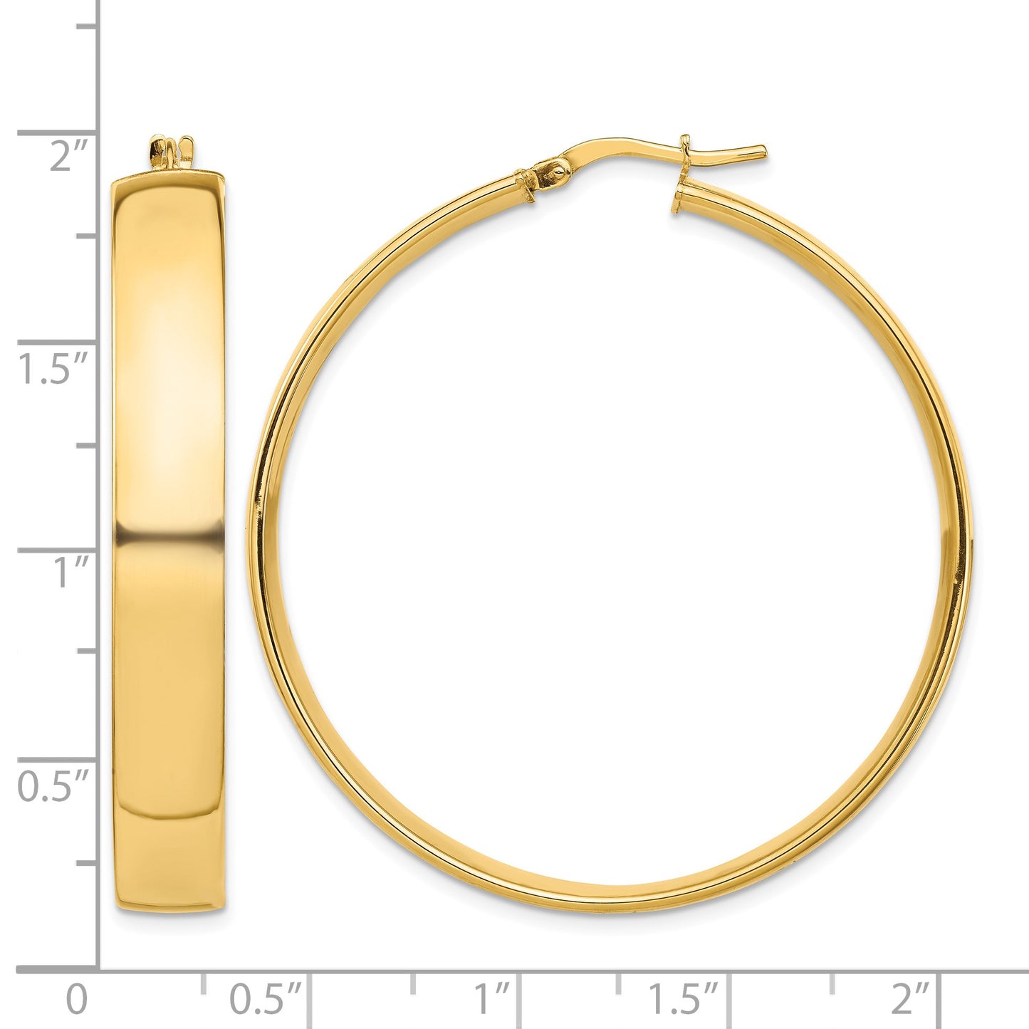 14k 7x45mm High Polished Tube Hoop Earrings