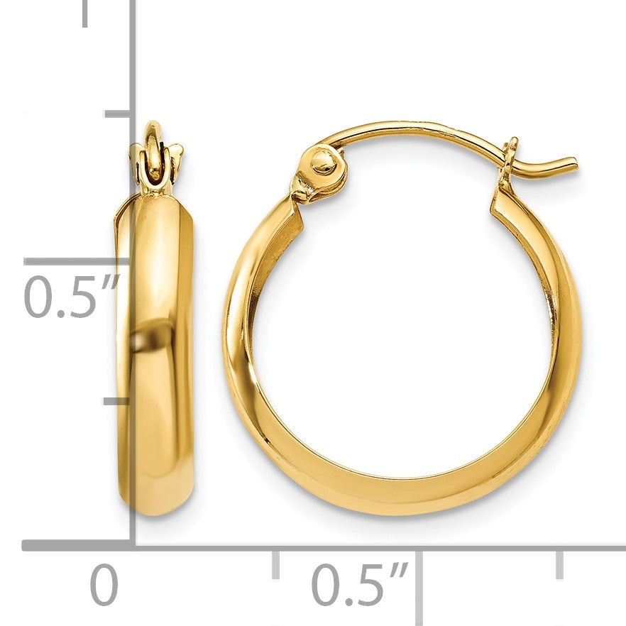 14k 3.5x14mm Polished Hoop Earrings