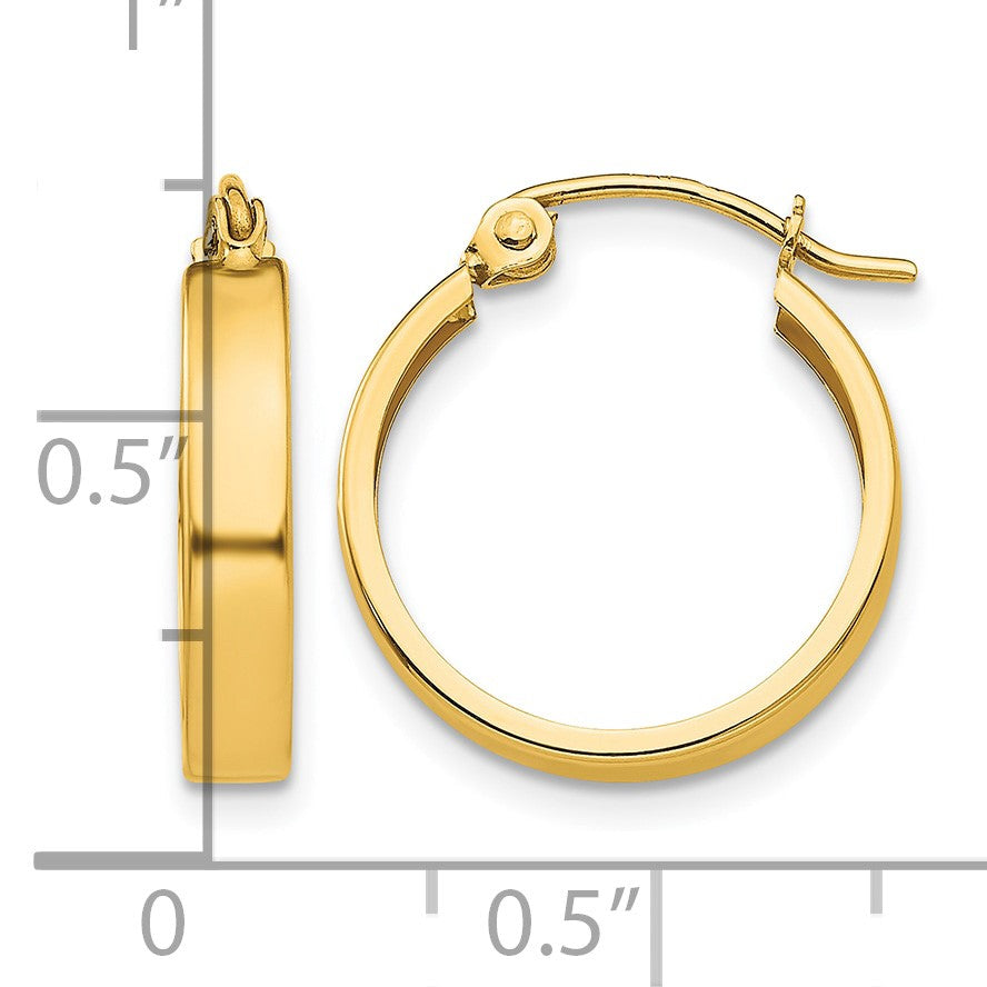 14k 3x14mm Polished Hoop Earrings