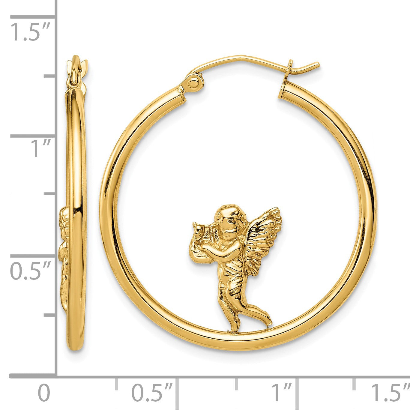 14k with Angel Hoop Earrings