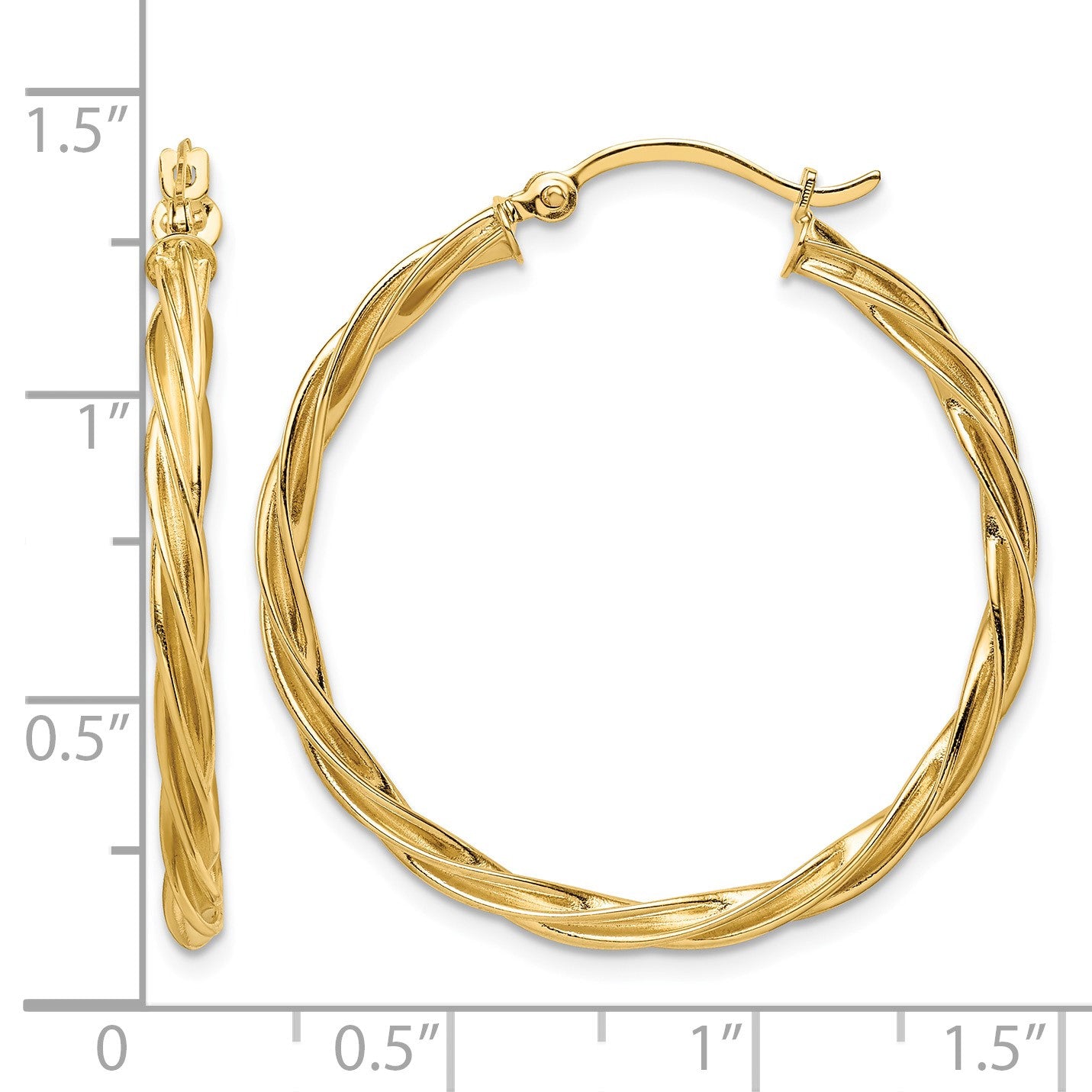 14K Polished 2.5mm Twisted Hoop Earrings