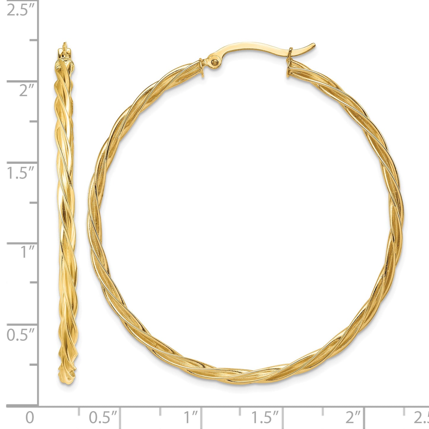 14K Polished 2.5mm Twisted Hoop Earrings