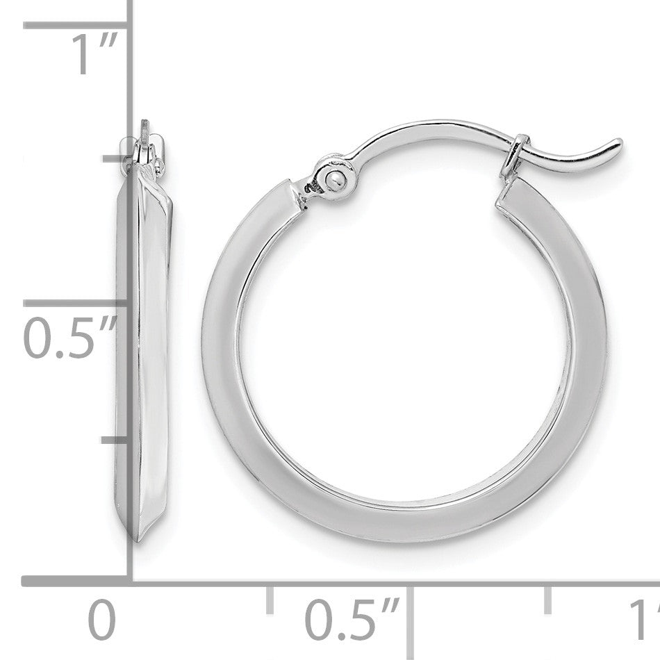 14K White Gold 2.25x19mm Polished Knife-Edge Tube Hoop Earrings