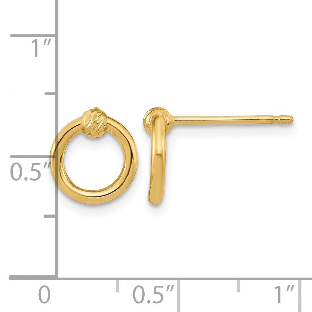 14K Polished D/C Circle Post Earrings