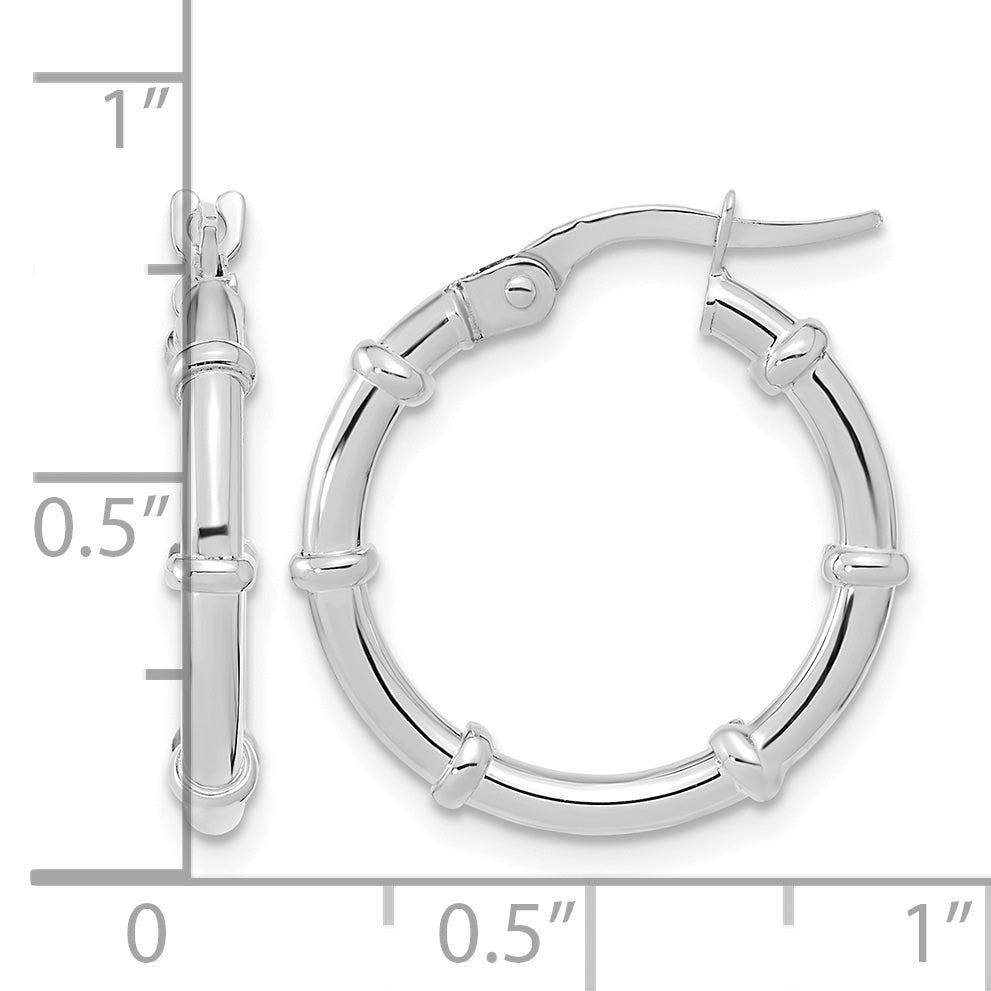 14K White Polished Fancy Hoop Earrings