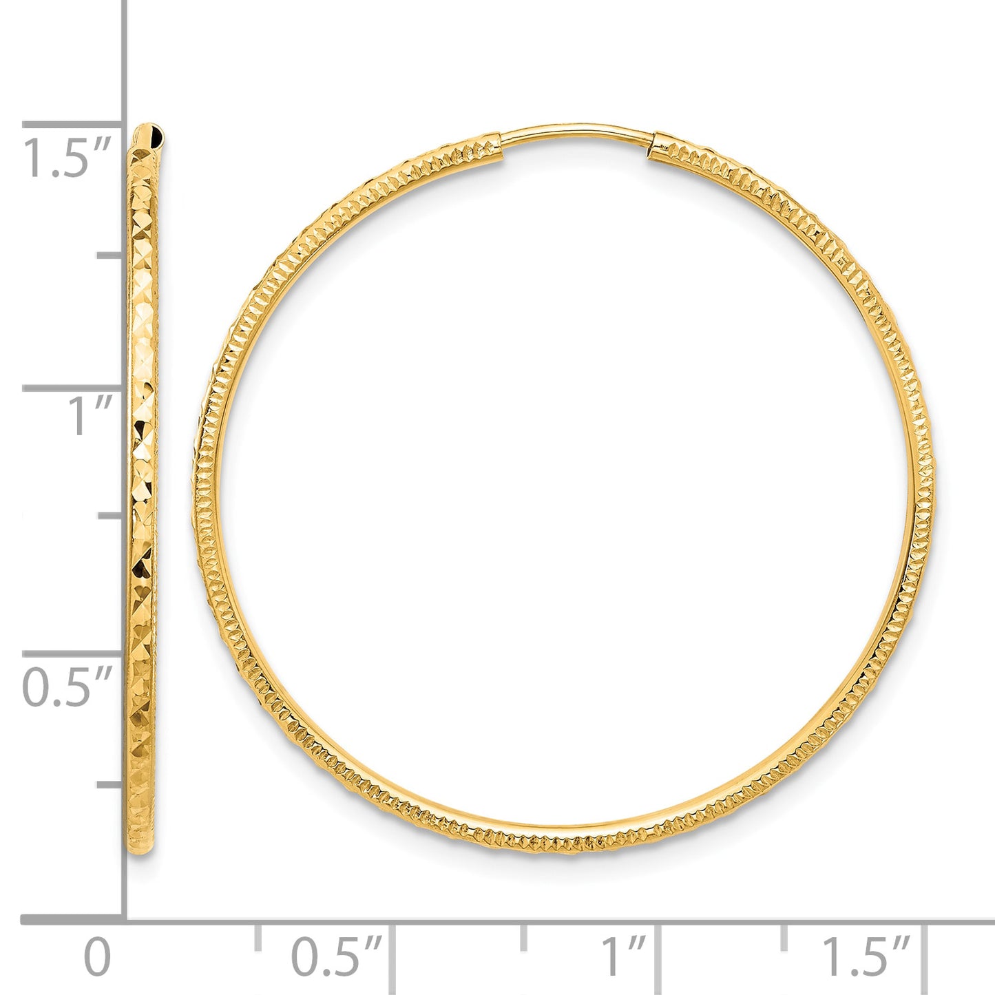 14k 1.5x35mm Diamond-cut Endless Tube Hoop Earrings