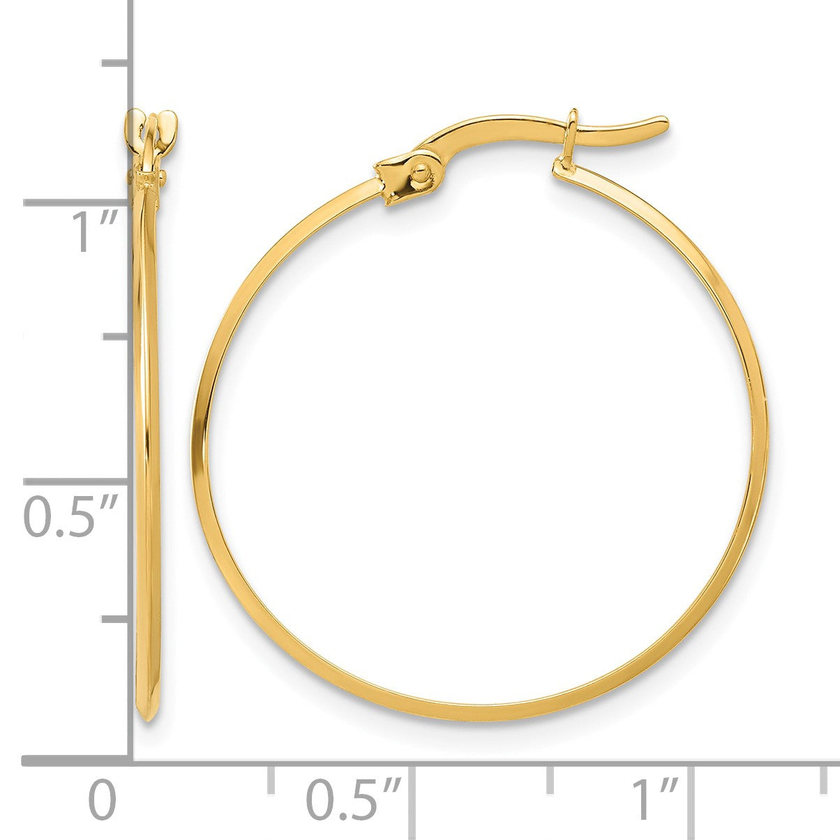 14K 1.1x26mm Polished Knife-Edge Tube Hoop Earrings