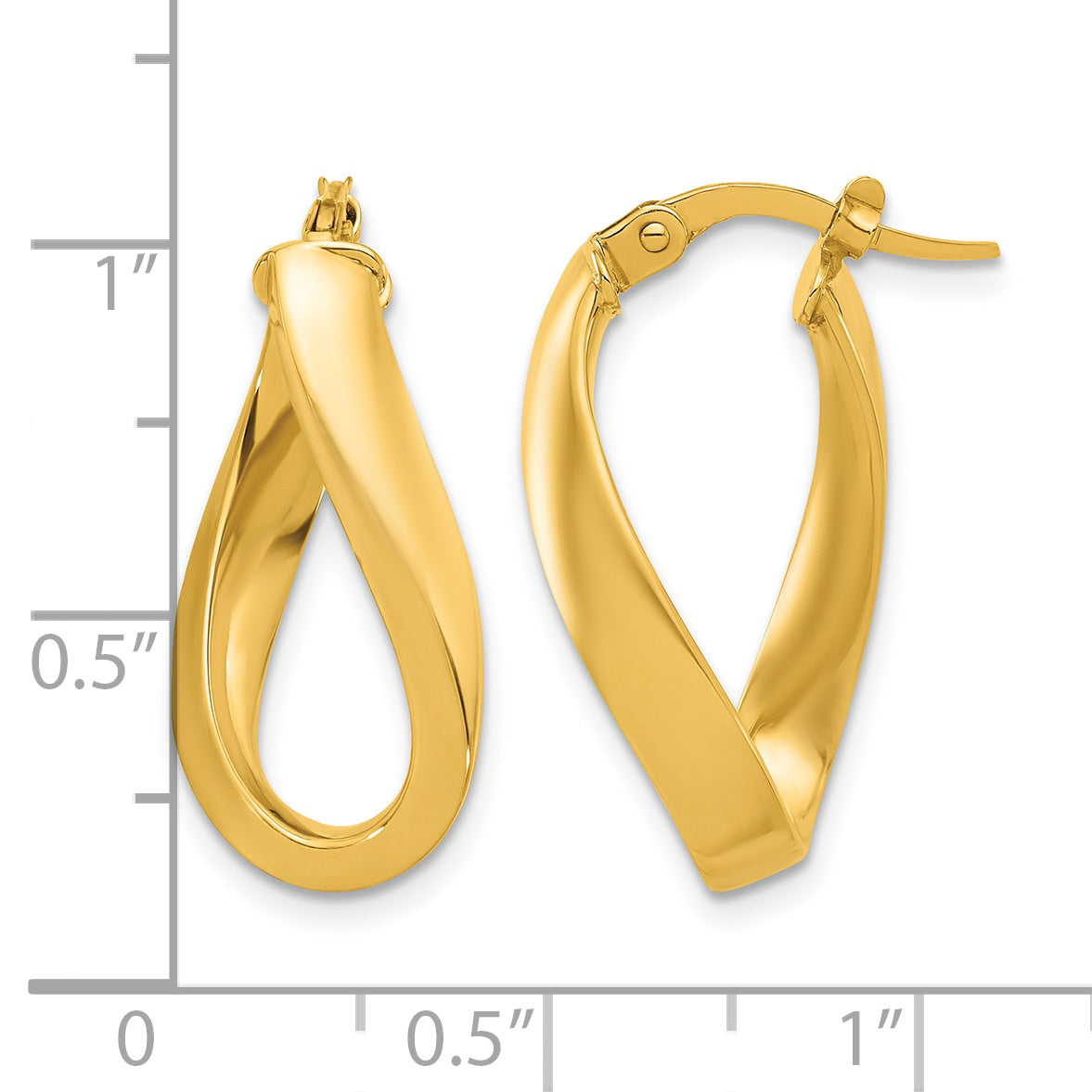 14K Polished Twisted Oval Hoop Earrings