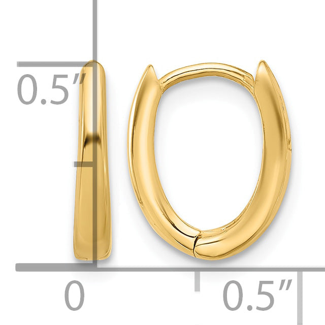 14K Polished Oval Hinged Hoop Earrings