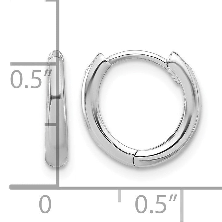 14K White Gold Polished Hinged Hoop Earrings