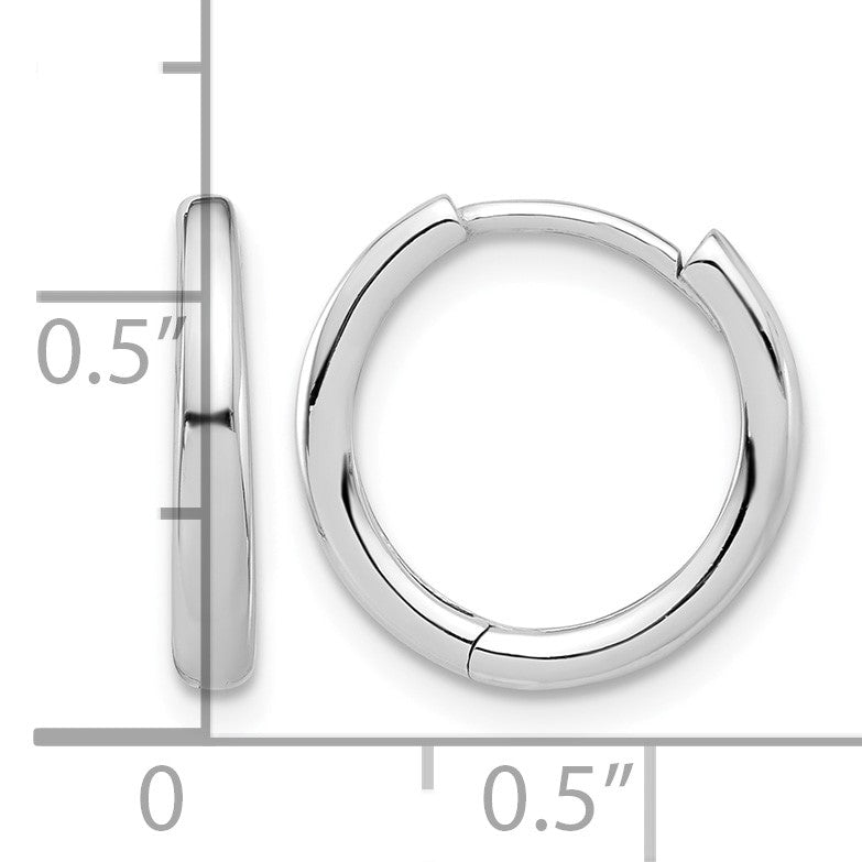 14K White Gold Polished Hinged Hoop Earrings