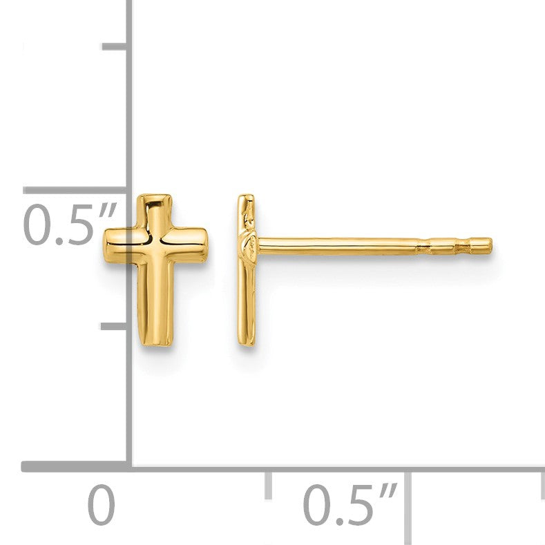 14K Polished Small Cross Post Earrings