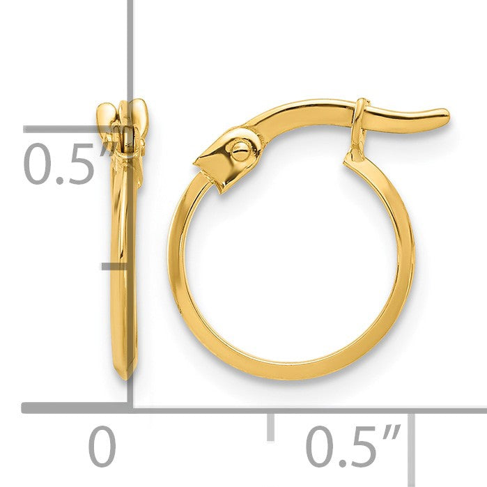 14K 1.1x13mm Polished Knife-Edge Tube Hoop Earrings