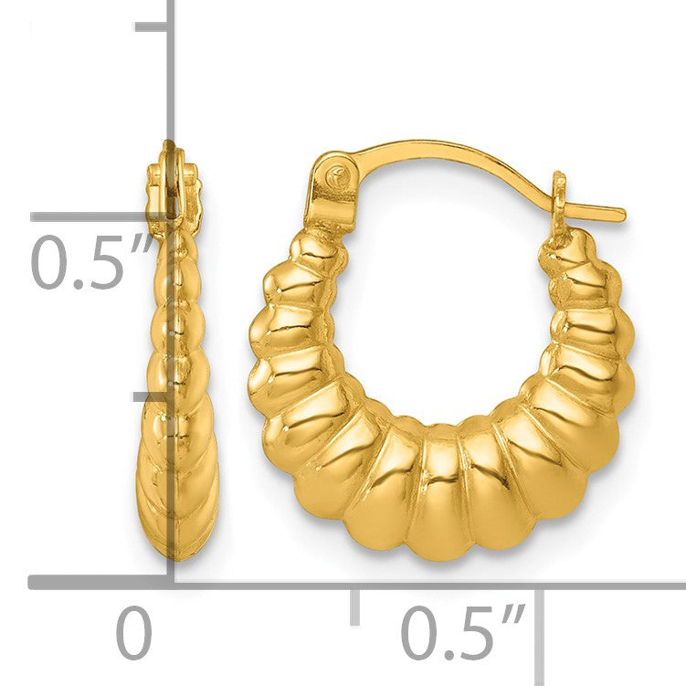 14k Polished Scalloped Hollow Hoop Earrings