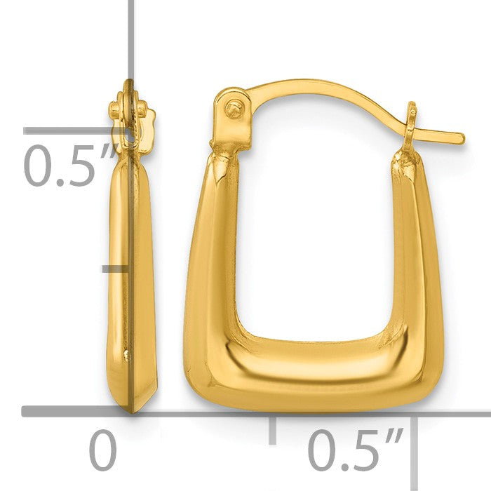 14k Polished 2.25mm Square Hollow Hoop Earrings