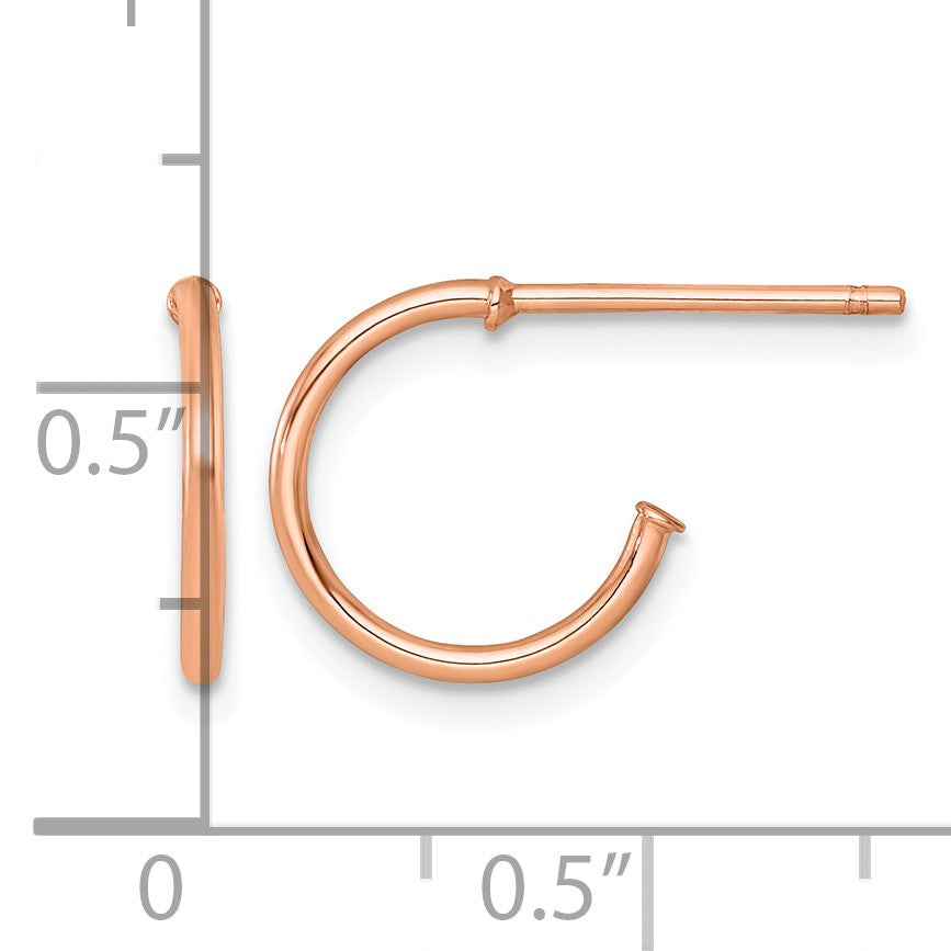 14k Rose Gold Polished 1.2 x 12mm Solid C-Hoop Post Earrings