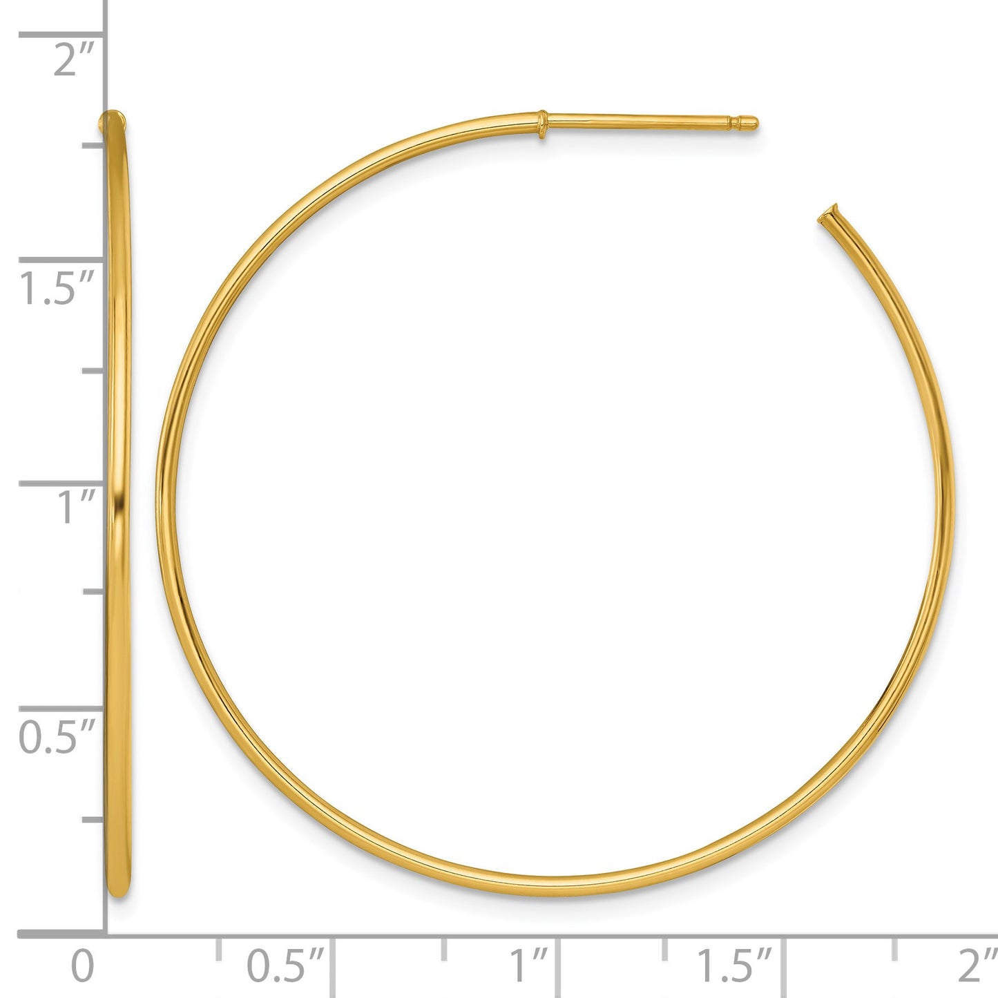 14k Polished 1.2 x 45mm Solid C-Hoop Post Earrings