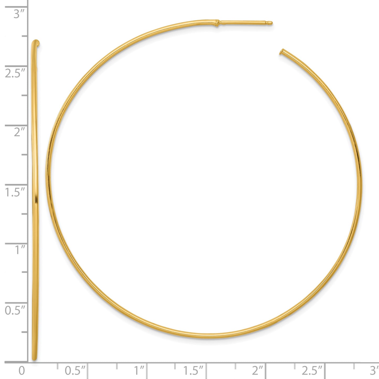 14k Polished 1.2 x 70mm Solid C-Hoop Post Earrings