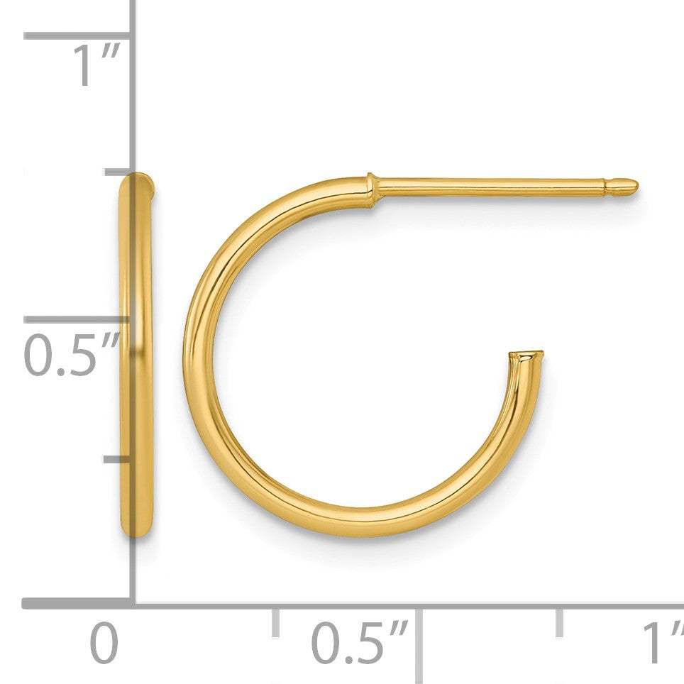14k Polished 1.5 x 16mm Solid C-Hoop Post Earrings