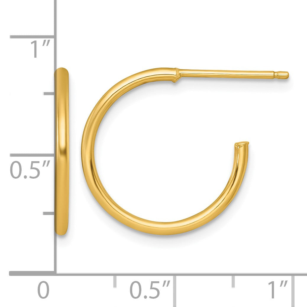 14k Polished 1.5 x 18mm Solid C-Hoop Post Earrings