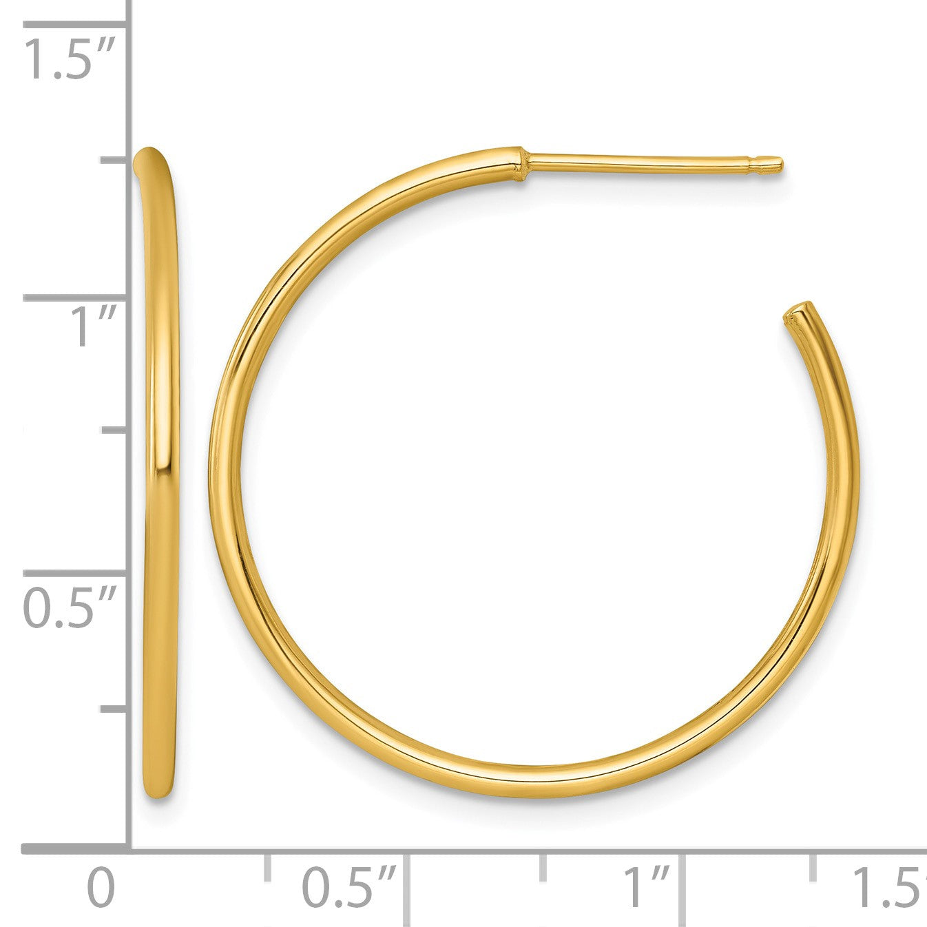 14k Polished 1.5 x 30mm Solid C-Hoop Post Earrings