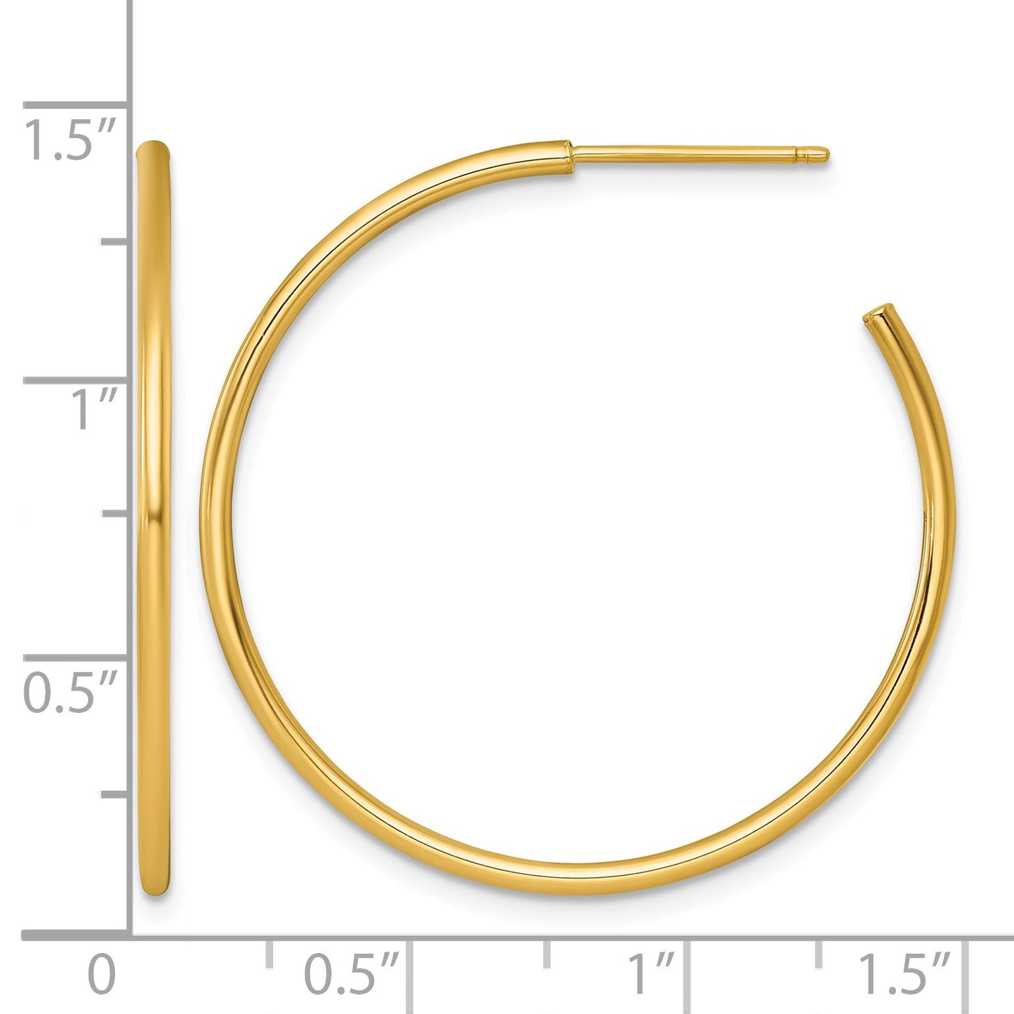 14k Polished 1.5 x 35mm Solid C-Hoop Post Earrings
