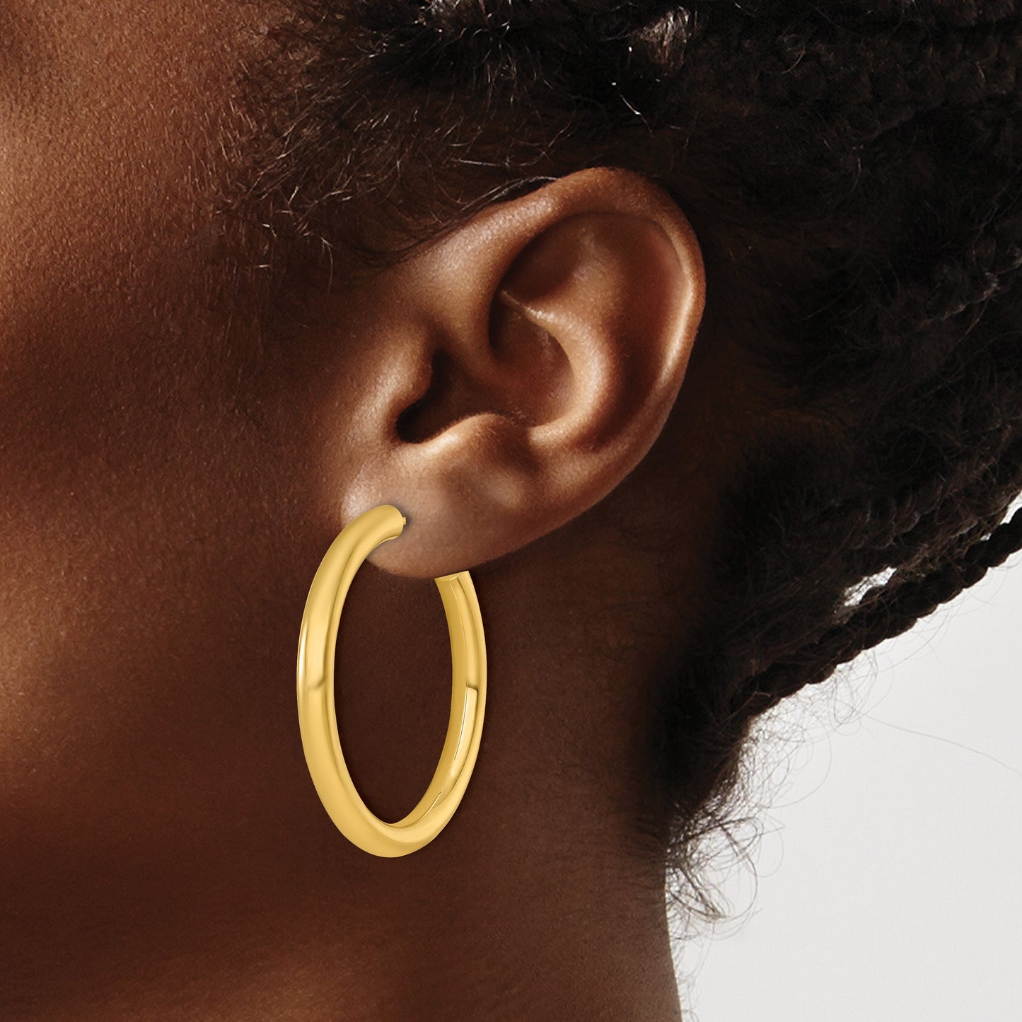 14k Polished 4.0 x 40mm Tube C-Hoop Post Earrings