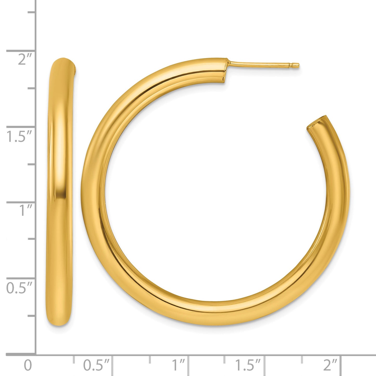 14k Polished 4.0 x 45mm Tube C-Hoop Post Earrings