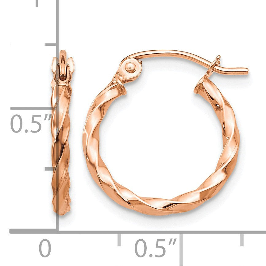 14k Rose Gold Twisted Hoop Earrings