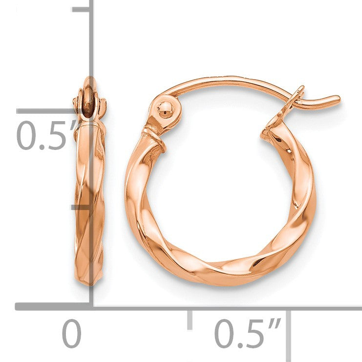 14k Rose Gold Twisted Hoop Earrings