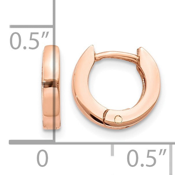 14k Rose Gold Round Hinged Hoop Earrings