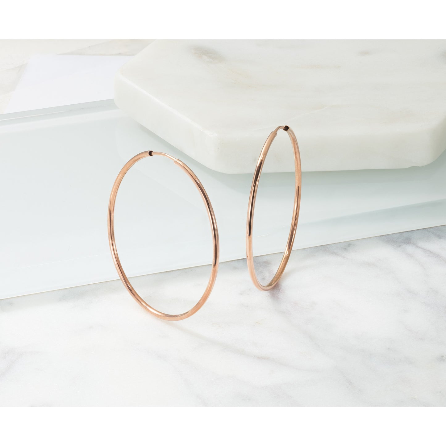 14k Rose Gold 1.5x38mm Polished Endless Tube Hoop Earrings