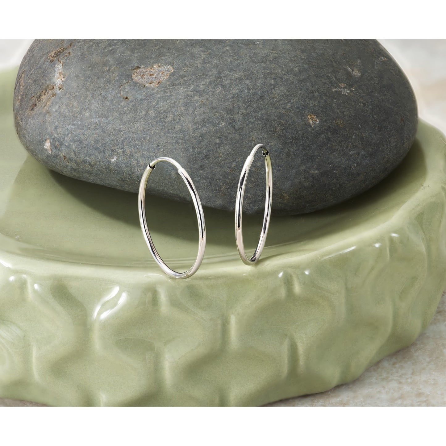 14k White Gold 1.2x20mm Polished Endless Tube Hoop Earrings