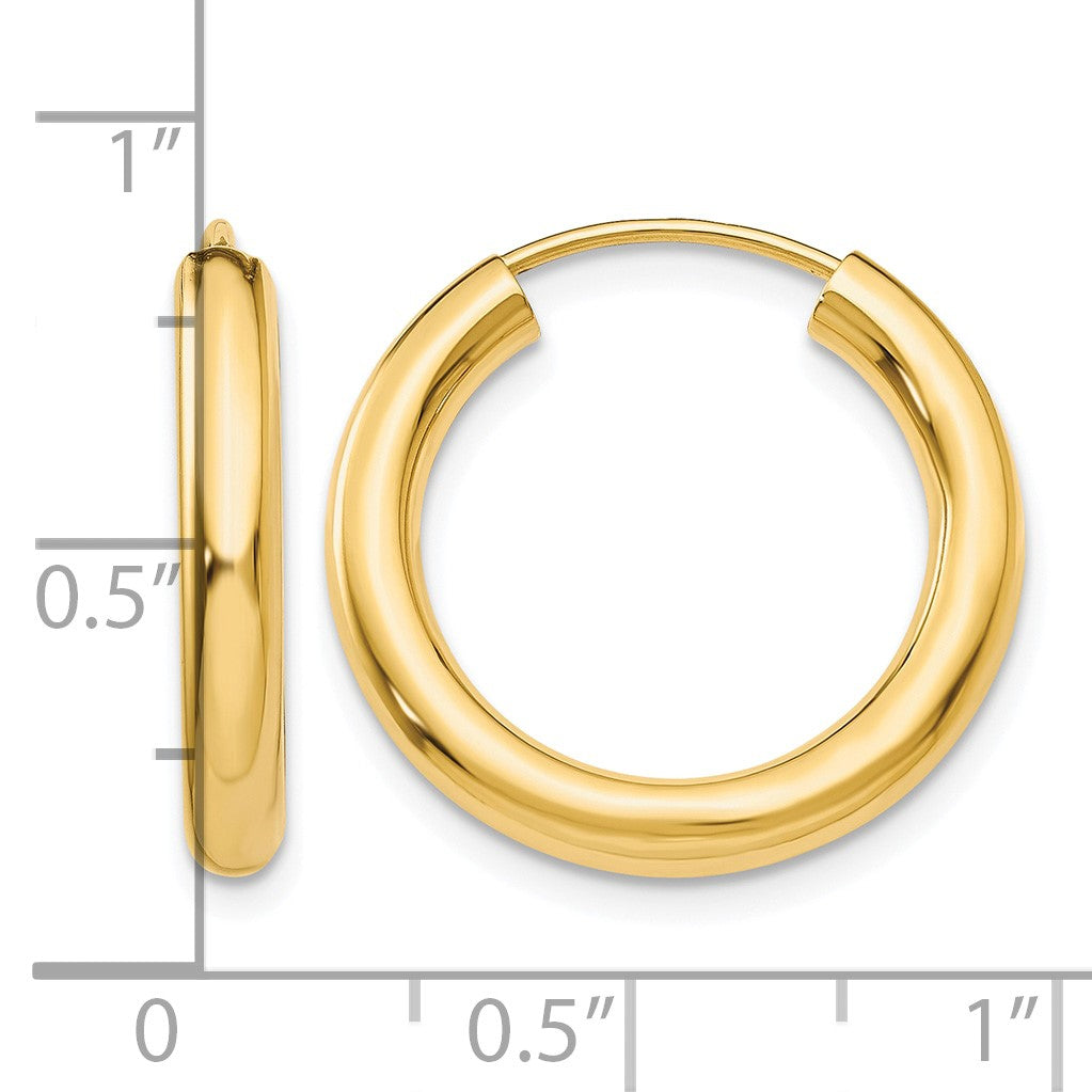 14k 3.00x20mm Polished Endless Tube Hoop Earrings