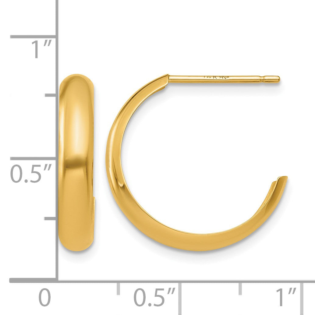 14k 3.5x17mm Polished J-Hoop Post Earrings