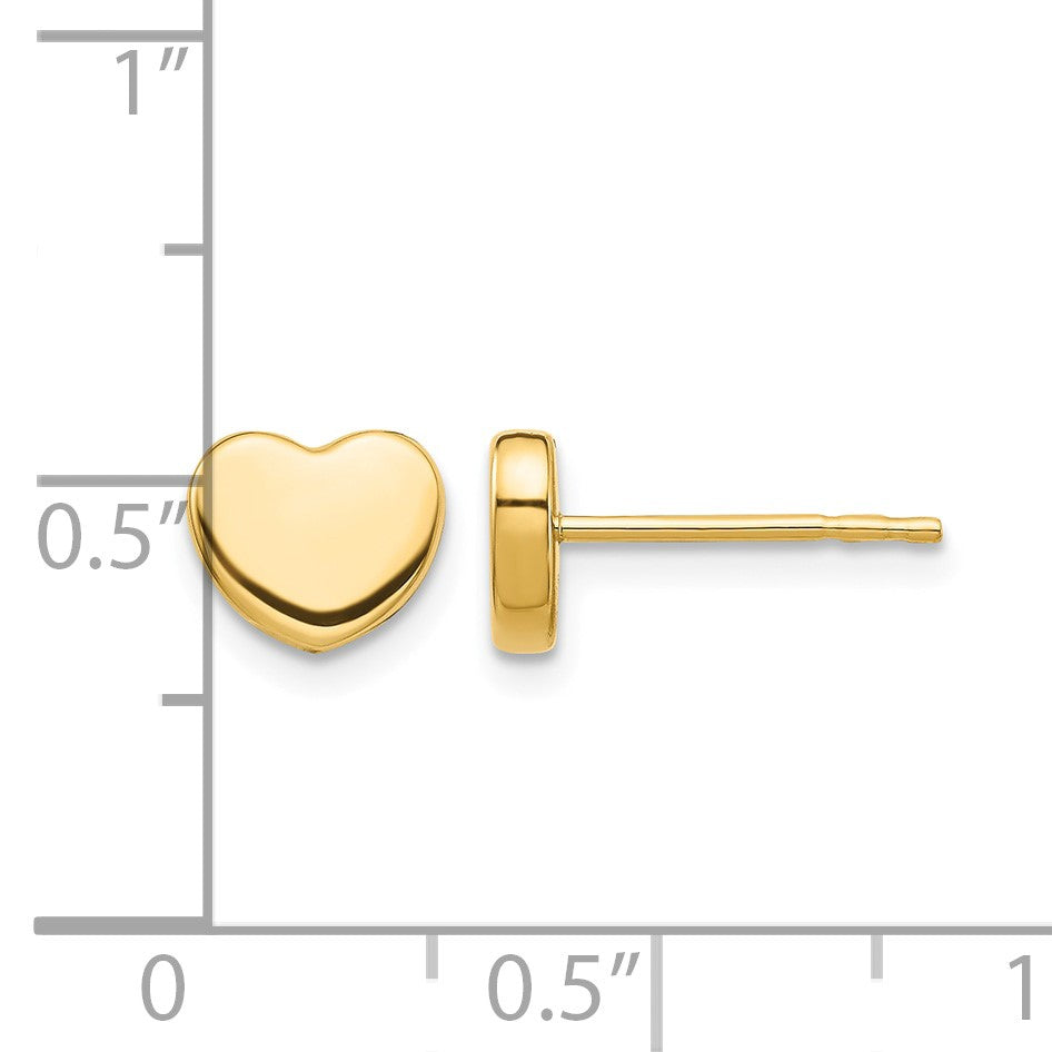 14K 7mm Polished Heart Post Earrings