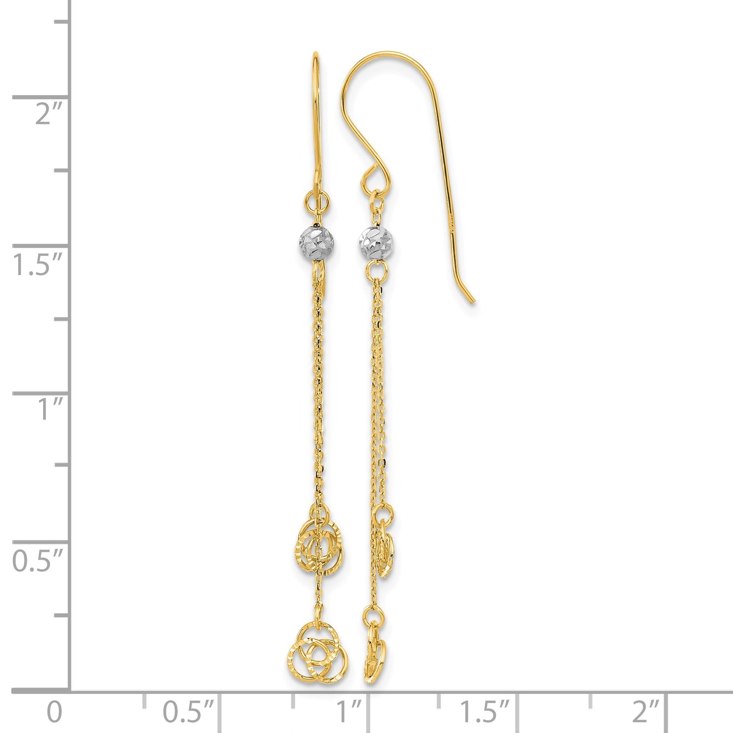 14k Two-tone Polished Diamond-cut Love Knot Dangle French Hook Earrings