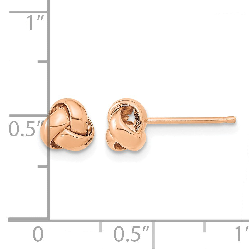 14k Rose Gold 6.5mm Polished Love Knot Post Earrings