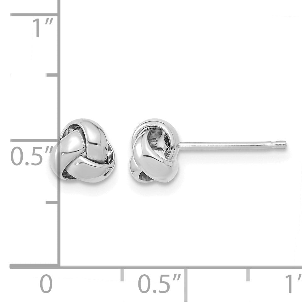 14k White Gold 6.5mm Polished Love Knot Post Earrings