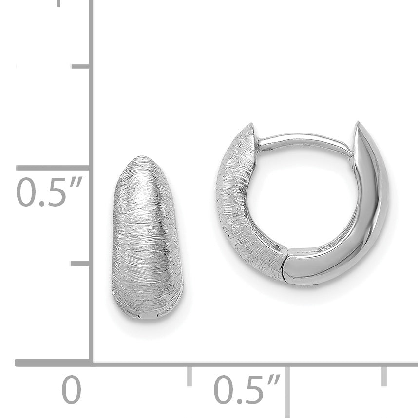 14K White Gold Textured Hoop Earrings