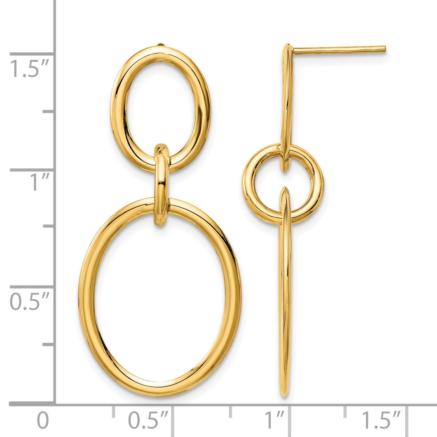 14K Polished Ovals Dangle Post Earrings