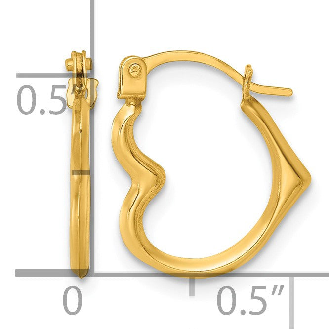 14k Polished Heart Shape Hoop Earrings