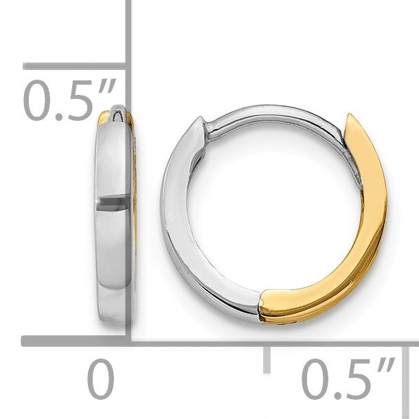 14k Two-tone 1.5mm Round Hinged Hoop Earrings