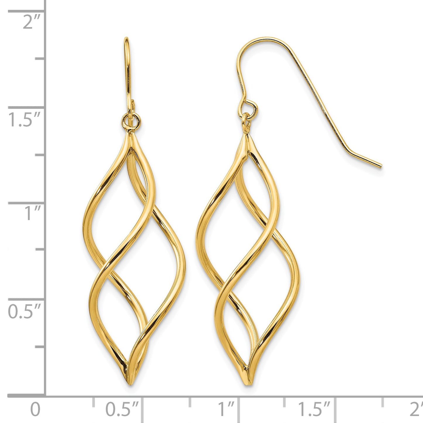 14K Twisted Swirl Dangle French Hook Earrings